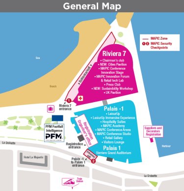 General map of MAPIC areas : Palais, Palais-1 and Riviera