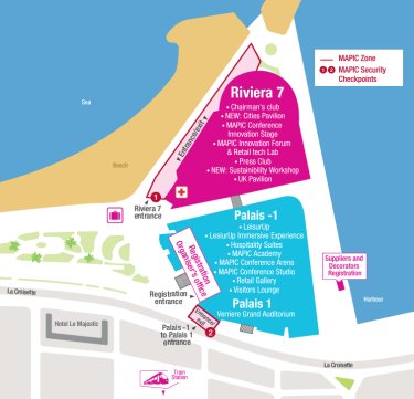 General map of MAPIC areas : Palais, Palais-1 and Riviera