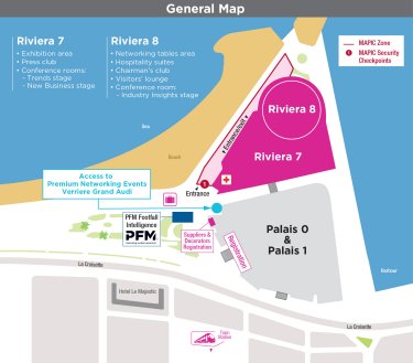 General map of MAPIC areas : Palais, Palais-1 and Riviera